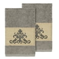 thumbnail image 2 of Authentic Hotel and Spa  Grey Turkish Cotton Scrollwork Embroidered Hand Towels (Set of 2), 2 of 3