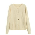thumbnail image 5 of idosla Women's Knit Cardigan Sweaters Casual Long Sleeve Open Front Button Down Trendy Jackets Outerwear (Beige, M), 5 of 9