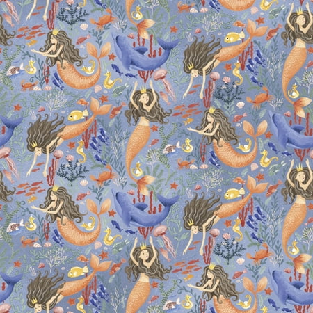 JAM Paper Industrial Bulk Wrapping Paper, 1/Pack, Mermaids Gift Wrap, 834 Sq Ft (1/2 Ream)