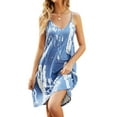 thumbnail image 3 of HUBERY Women Floral Print Spaghetti Strap V Neck Sleeveless Pocket Solid Color Midi Dress, 3 of 4