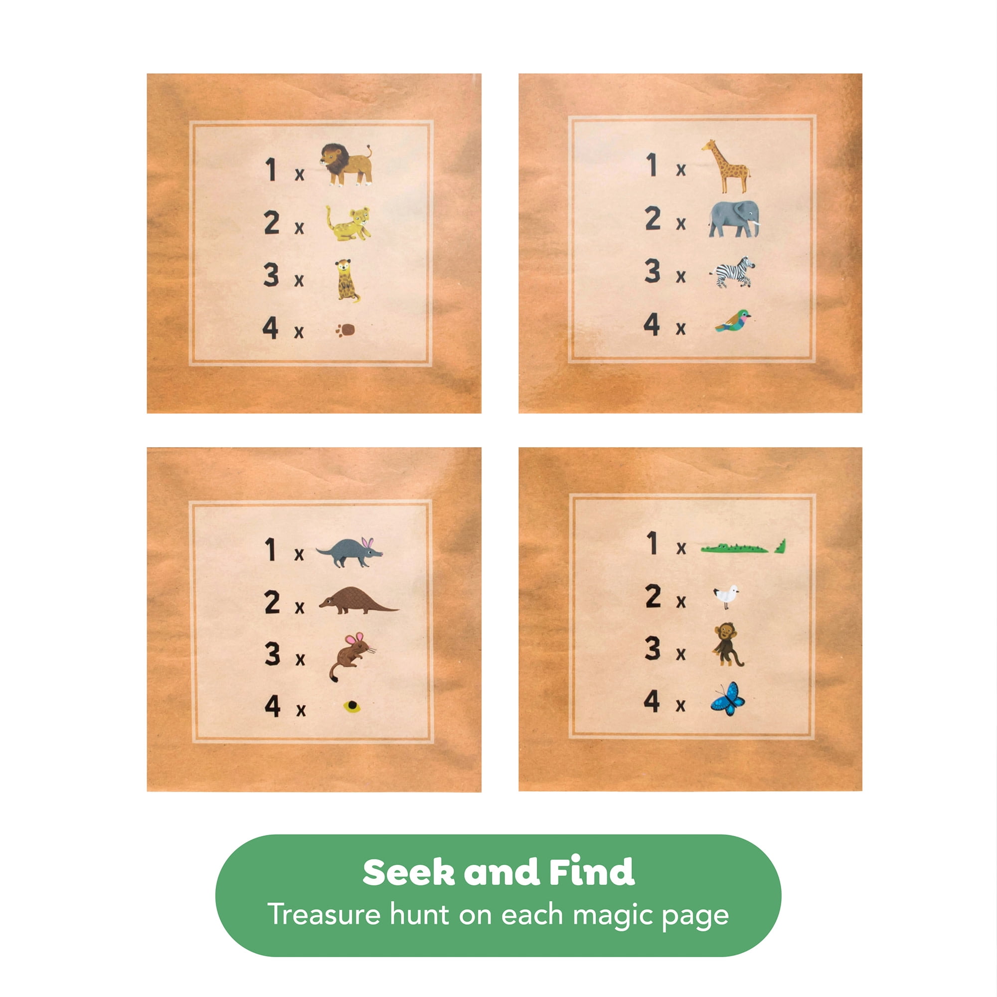 Tiger Tribe: Magic Water Painting World - Safari Adventures - 4 Reusable Cards, Animal Scene Reveal, Mess-Free Coloring, Seek-Find Activities, Kids 1+