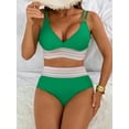 thumbnail image 3 of Sociala Womens Two Straps Bikini Sets Color Blocked High Waisted Tummy Control Two Piece Bathing Suit, 3 of 5