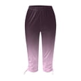 thumbnail image 4 of Leggings for Women Butt Lift High Waisted Tummy Control Fashion Casual Gradient Ramp Print Side Drawstring Stretchy Elastic Waist Capri Buttery Soft Bell Bottom Palazzo, 4 of 5