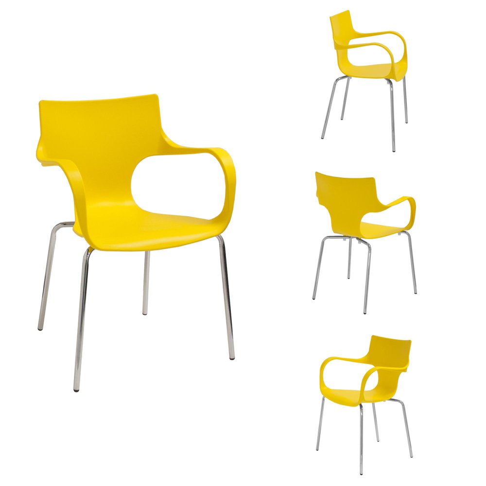 Mod Made Phin Plastic Modern Dining Side Chair (Yellow)Set of 4