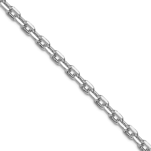 925 Sterling Silver Rhodium Plated 3.25mm Beveled Oval Cable Chain Necklace 18 Inch Chain Necklace for Women and Men