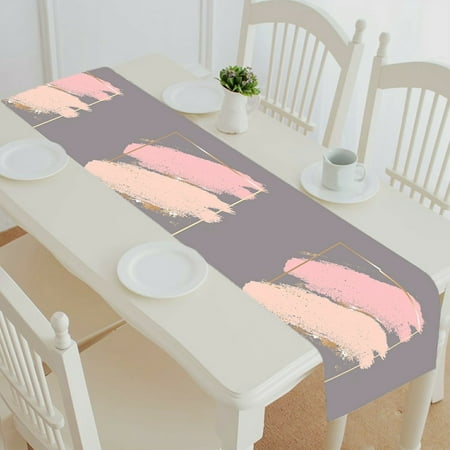 

ECZJNT Brush Strokes In Gentle Skin Tones Gold Square Frame table runner table cloth tea table cloth 14x72 inch