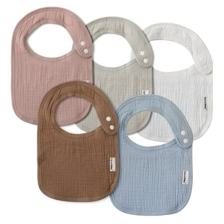

Gllquen Baby Muslin Bibs for Baby Boys Girls Organic Muslin Baby Bib for Drooling and Teething Soft Bandana Drool Bibs 5 Pack，Pastel