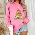 thumbnail image 3 of asdoklhq Sweaters for Women's Round Neck Hoodless Christmas Printed Casual Loose Sweatshirt Pink S, 3 of 7
