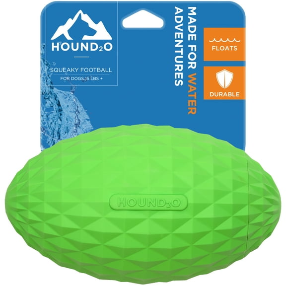 Hound2O Dog Toys | Squeaky Football, Grreen | Durable & Floating Outdoor Toy for Dogs