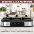 Superjoe Triple Slow Cooker, 3x1.5 Quart Electric Slow Cooker Buffet