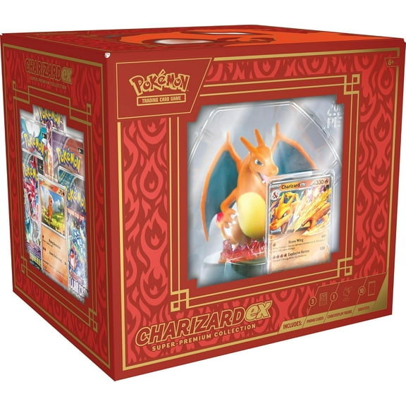 Pokemon TCG Charizard ex Super-Premium Collection (3 Foil Promo Cards, 1 Card-Display Figure & 10 Booster Packs)