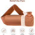 thumbnail image 3 of Bolsa de agua caliente de 1 l con funda suave para la cintura para aliviar el dolor de espalda, cuello, manos y pies, marrón, 3 of 5