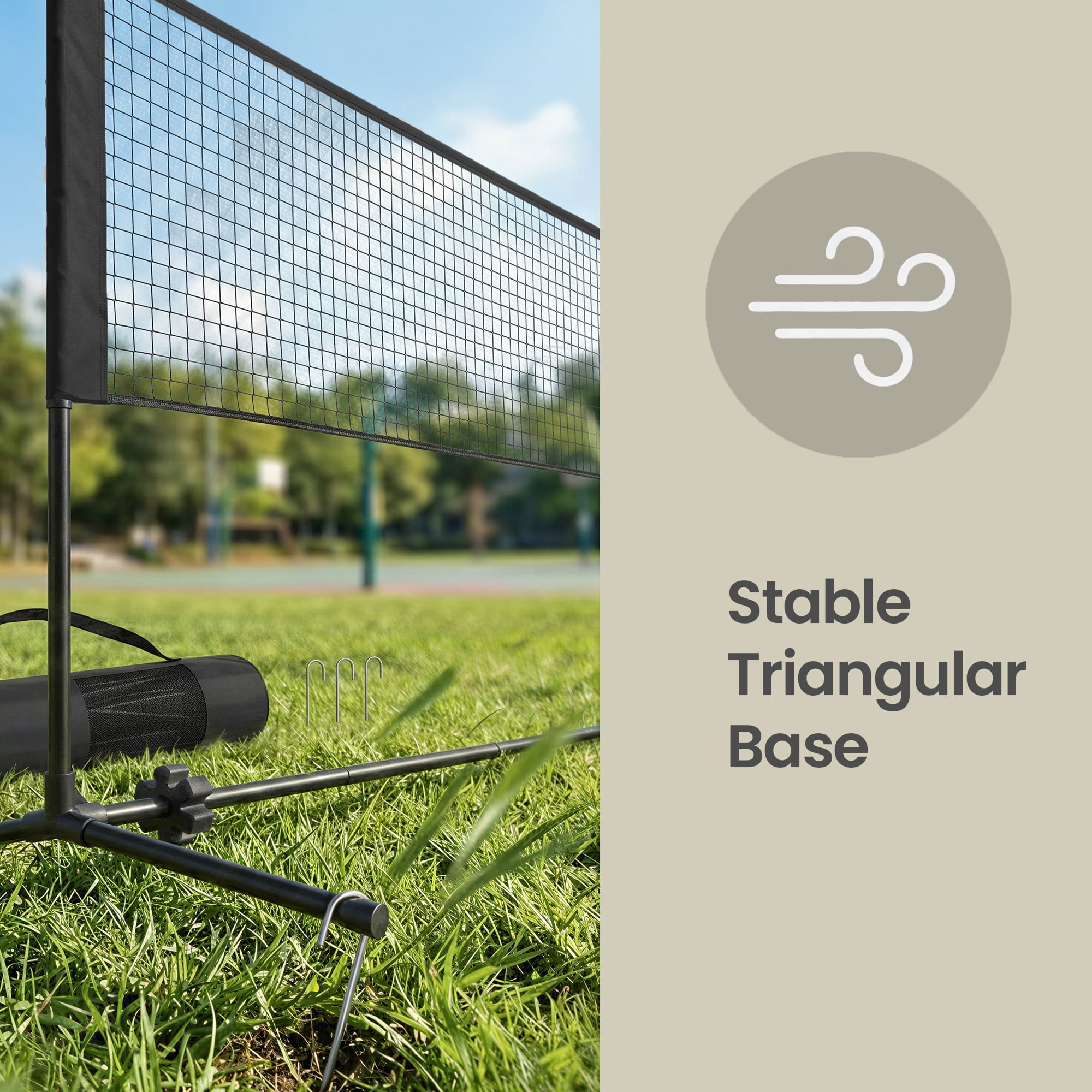 LEDREM Adjustable Height Badminton Net, Volleyball and Pickleball Net for Kids and Junior Tennis, 10-16.5 ft Wide Foldable Nylon Net with Poles