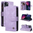 thumbnail image 2 of Dteck Crossbody Wallet Case for iPhone 15,Magnetic Leather Card Slots Zipper Wallet Kickstand Heavy Duty Lanyard Strap/Shoulder Strap Cover,Purple, 2 of 10