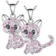 thumbnail image 1 of Cadenas con Dijies de Animales, MXAKA-002, 2Pzas, Gato/Circonia, Plata/Rosa, Metal, Cadena y Dije, 1 of 3