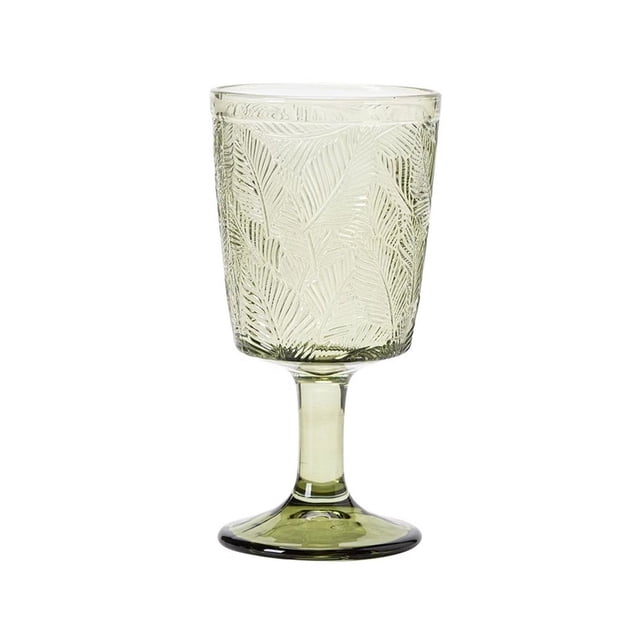 Copa vintage con relieve de hoja, 10.5 oz, copa de vino y champán texturizada soplada a mano