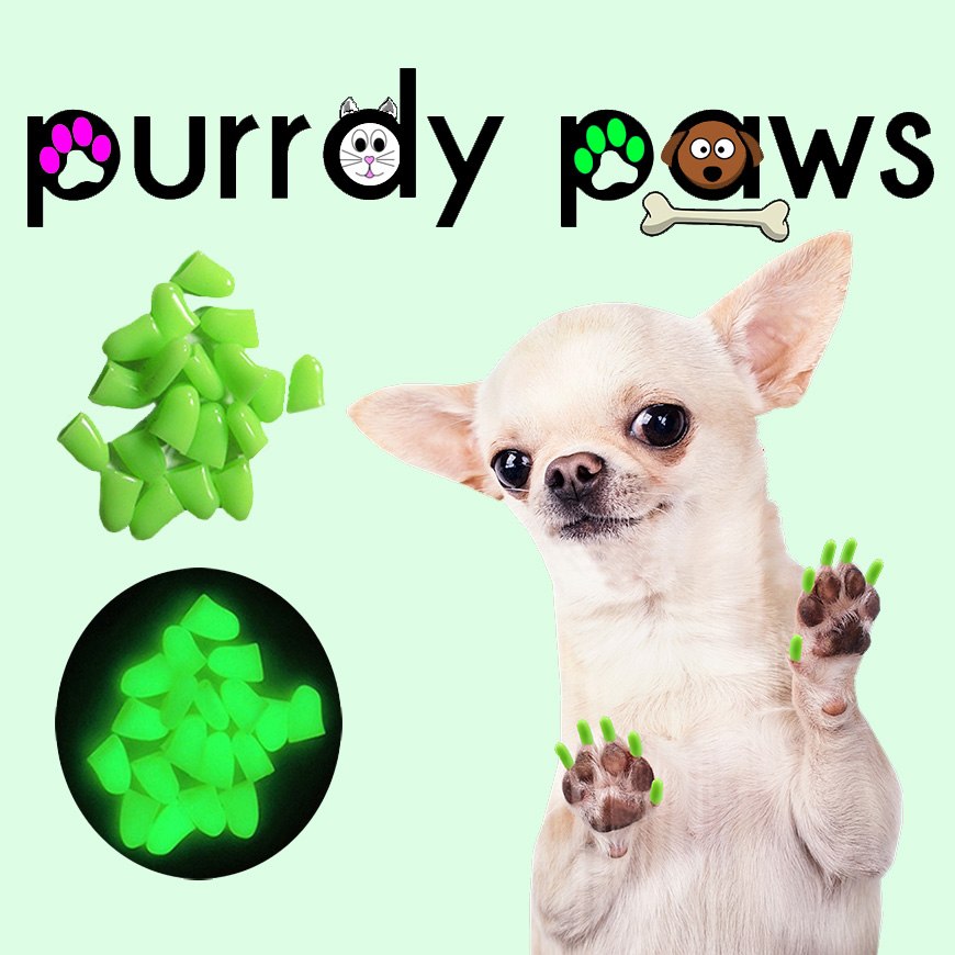 6 Month Supply Purrdy Paws Ultra Glow Soft Nail Caps for XSmall Dog