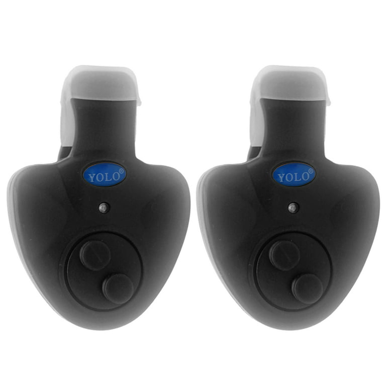Yolo 2pcs Electronic Fishing Bite Alarm with Sound LED Lights Indicator Fish Bite Alarms, Size: 5, Black