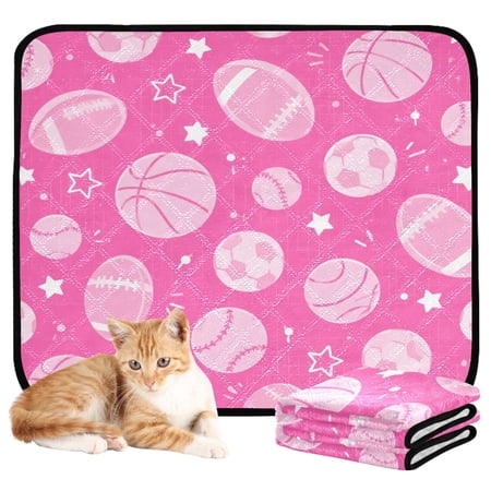 Washable Pet Pee Pads Soft Plush Absorbent Mat Non-Slip Floor Protector for for Dogs & Cats Patterns Of Various Sports Balls