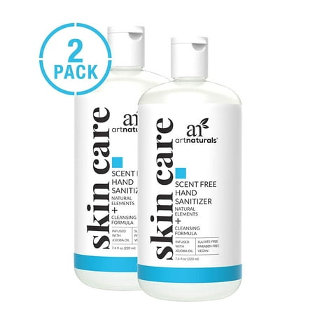 ArtNaturals Hand Sanitizer Gel (8 Fl Oz / 220 ml) Unscented Fragrance-Free (2-Pack)