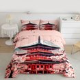 thumbnail image 2 of Homewish Japanese Ukiyo-E Bedding Comforter Set,Pink Sakura Twin Comforter Sets,Classic Japan Architecture Bedding Set For Girls Teens,Breathable Home Decor Reversible,2pcs, 2 of 8