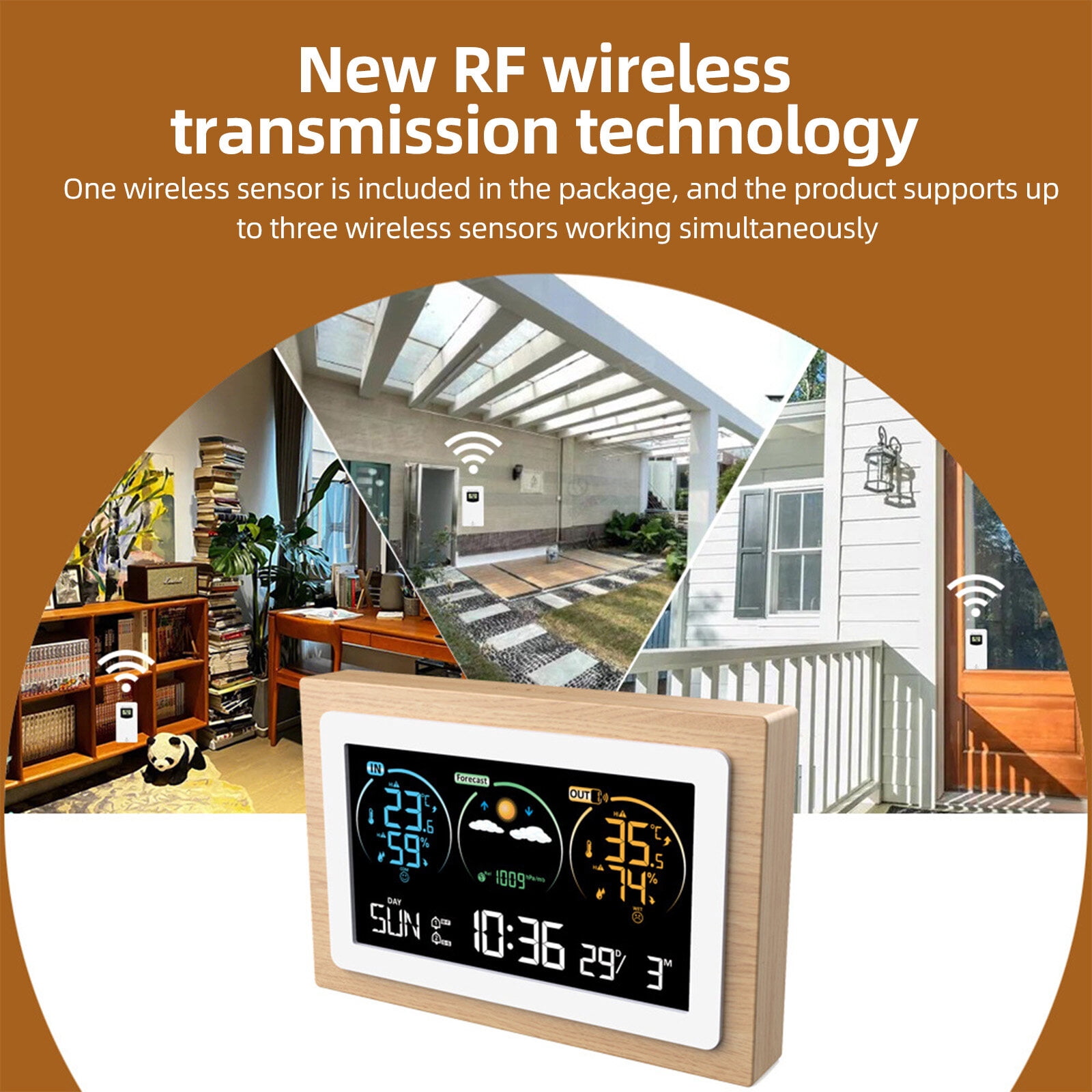 Leyfeng Weather Station Indoor Outdoor Thermometer Wireless LCD Color Display USB Rechargeable Digital Temperature