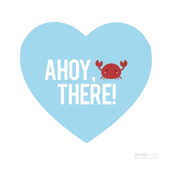 Ahoy There Sail Away Nautical Birthday Heart Gift Tags, 30-Pack