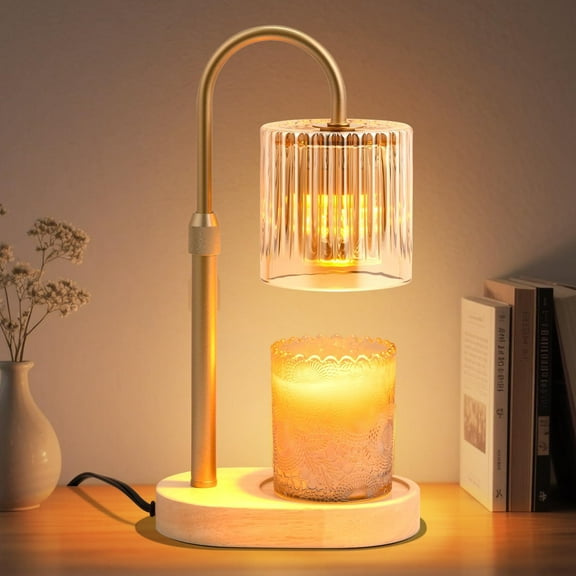 Candle Warmer Lamp with Timer: Modern Style Adjustable Height Candle Warmer Lamp Home Decor Safe Flame Free for Wax Blocks and Jar Candles