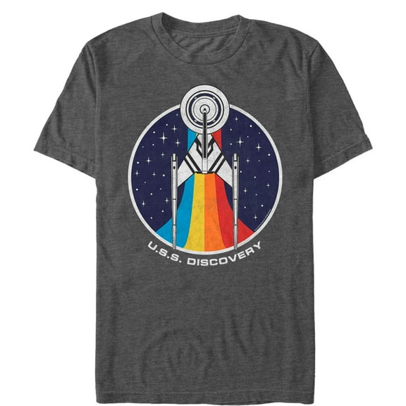 Men's Star Trek: Discovery USS Discovery Rainbow Warp Speed Graphic Tee Charcoal Heather X Large