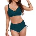 thumbnail image 7 of Linfrsh Womens High Waisted Bikini Sets Criss Cross Two Piece Swimsuits Color Block Full Coverage Bathing Suits AG,XL, 7 of 7