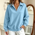 thumbnail image 2 of Hurxie Womens Oversized V Neck Fleece Sweatshirt Casual Long Sleeve Sweatshirts Collared Pullover Sweatshirts, 2 of 7