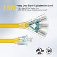 thumbnail image 2 of Cable de extensión DEWENWILS de 15 pies, calibre 12/3, triple grifo para exteriores, 15 A, 2 of 7