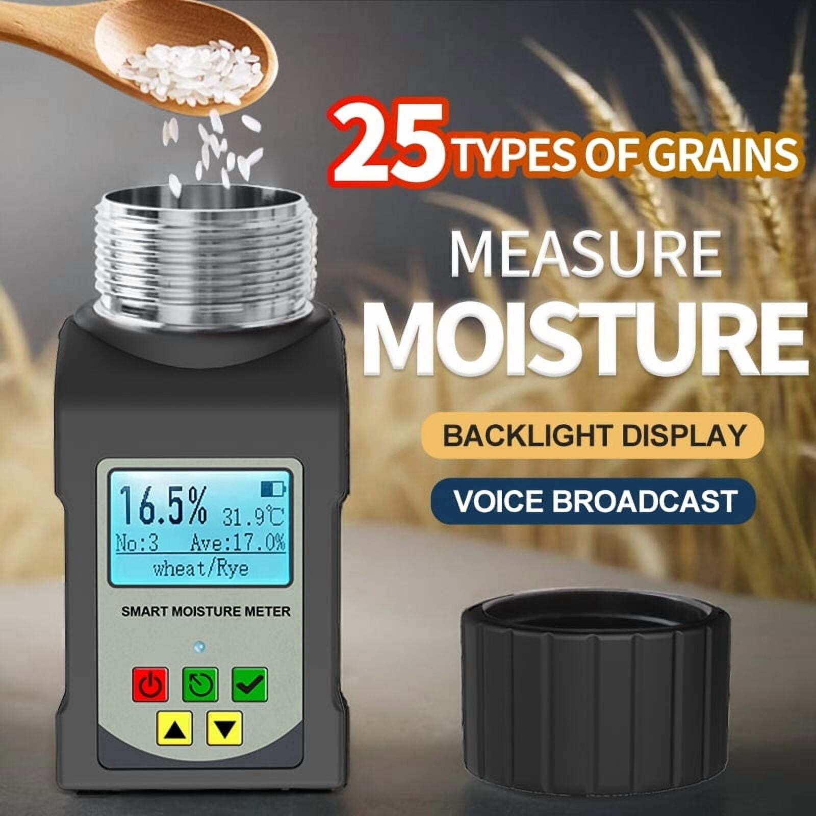 JINRAN Smart Moisture Meter For 25 Kinds Grains Humidity Tester Corn Wheat Bean Peanut Seed Hygrometer Grain Moisture Meter ,Ensuring Durability