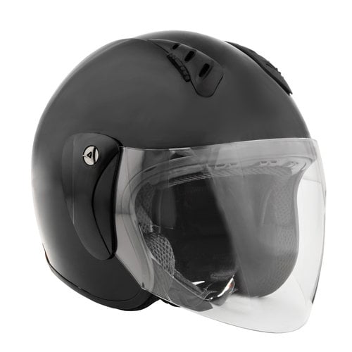 NIB Fuel Open Face Motorcycle Helmet w/Visor Gloss Black 