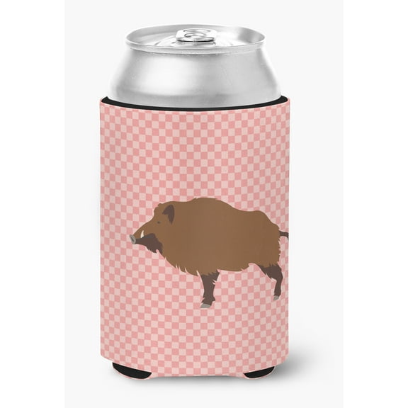 Carolines Treasures BB7936CC Wild Boar Pig Pink Check Can or Bottle Hugger