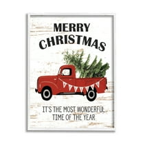 Stupell Industries Christmas Most Wonderful Time Vintage Truck, 11 x 14,Design by Lettered and Lined