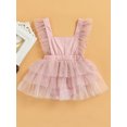 thumbnail image 3 of Baby Girls Romper, Sleeveless Square Neck Sequins Party Princess Tulle Dress for 3-18 Months, 3 of 10