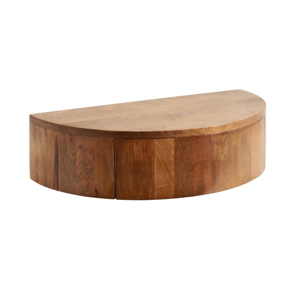 Kate and Laurel Reid Modern Wooden Floating Side Table with Drawer for Storage and Functionality, 20x11x6, Walnut Brown