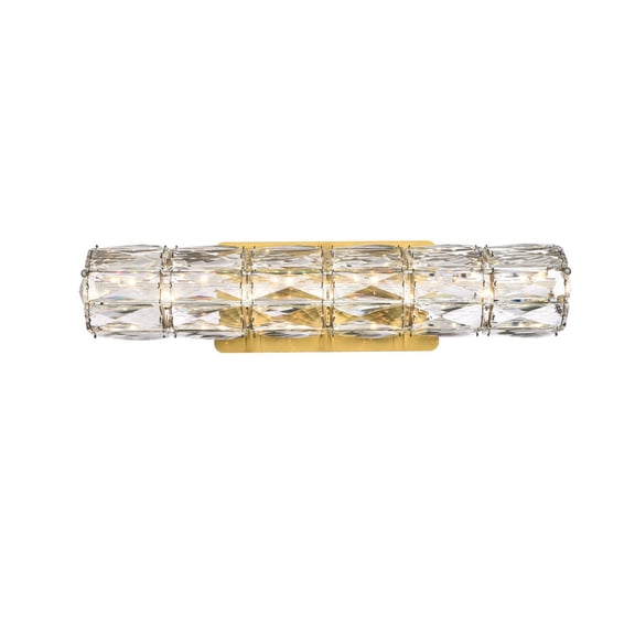 Elegant Lighting Valetta 18" Metal and Crystal LED Linear Wall Sconce in Gold
