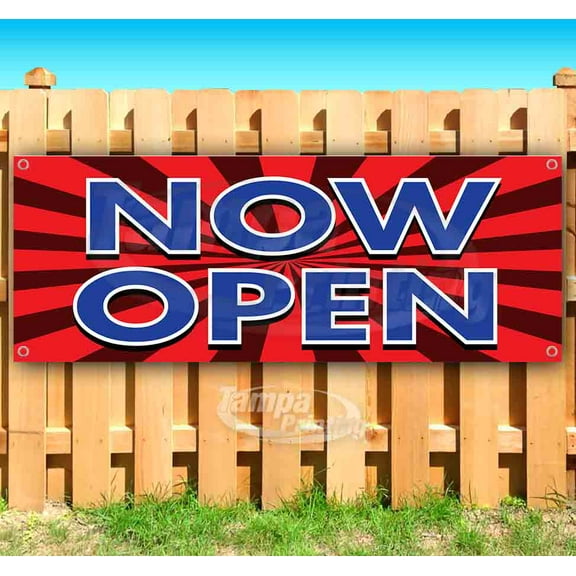 Now Open 13 oz Vinyl Banner With Metal Grommets