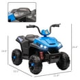 thumbnail image 6 of Riding Toys Qaba 12V ATV, Battery Powered Four Wheeler with Spring Suspension, Forward & Reverse, LED Lights, Music, MP3, Electric Car for , Blue,Balance Bikes For, 6 of 9