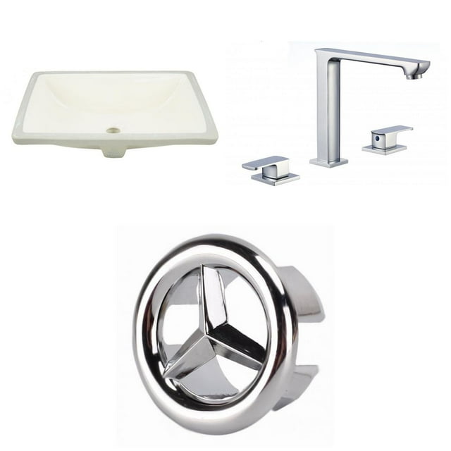 American Imaginations 18.25-in. W CUPC Rectangle Bathroom Undermount Sink Set In Biscuit - Chrome Hardware AI-26822