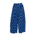 thumbnail image 6 of Women's Polka Dot High‑Waist Wide‑Leg Pants Elastic Drawstring Waist Casual Long Trousers with Side Pockets Blue XXL(XXL), 6 of 6