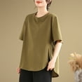 thumbnail image 3 of Mittory Womens Oversized Tee Side Split Short Sleeve T Shirt Solid Crew Neck Loose Top, 3 of 5