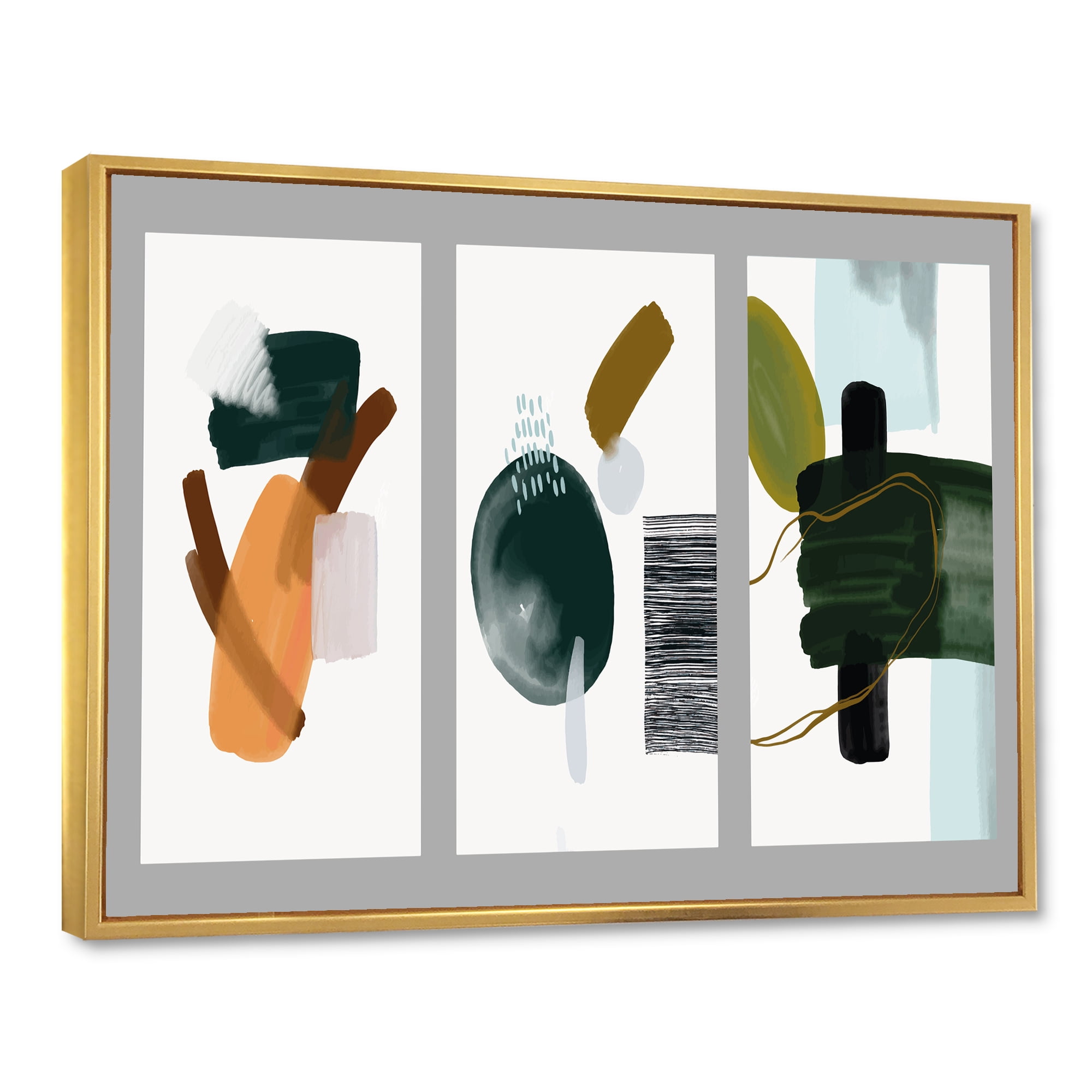 Designart 'Compostion Minimalistic of Organic Shapes IV' Modern Framed Canvas Wall Art Print