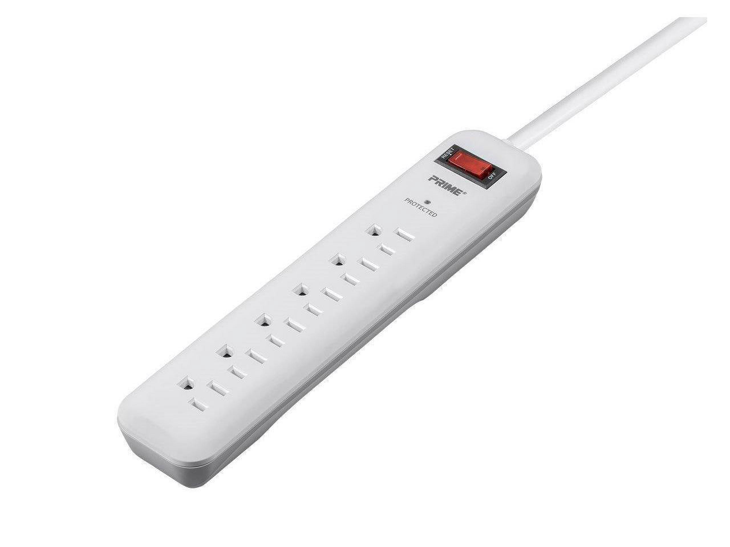 6 Outlet Surge Protector Power Strip with Low-Profile Plug with 8ft Cord, 1000 Joules, White