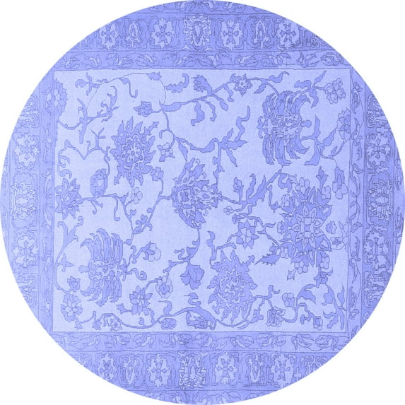 Ahgly Company Machine Washable Indoor Round Persian Blue Traditional Area Rugs, 6' Round