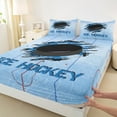 thumbnail image 3 of Feelyou Kids Ice Hockey Queen Sheet Sets, Est Sleep Sports Flat Sheet, Blue Stripes Lines Queen Fitted Sheet, Breathable Home Decor, 4 Pieces, 3 of 7