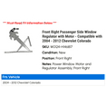 thumbnail image 2 of Front Right Passenger Side Window Regulator with Motor - Compatible with 2004 - 2012 Chevy Colorado 2005 2006 2007 2008 2009 2010 2011, 2 of 2