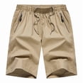 thumbnail image 4 of Besolor Men's Plus Size Shorts Wide Leg Drawstring Elastic Waisted Lightweight Quick Dry Outdoor Casual Running Shorts with Zipper Pockets(X-Large,Khaki), 4 of 7